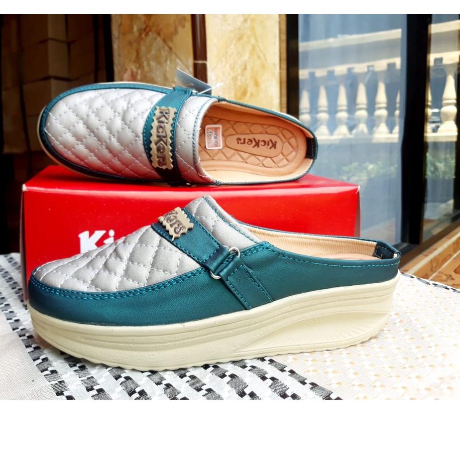 Booming SENDAL WEDGES / SEPATU WEDGES/ SANDAL WANITA SLOP WEDGES KICKERS DUA WARNA / WEDGES SANDAL /