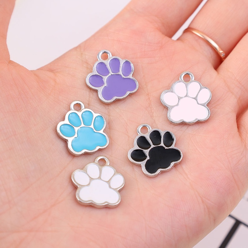 10pcs/set Kerajinan Untuk DIY Perhiasan Anting Kalung Jejak Kaki Pesona Lucu Cat Paw Print Liontin DIY Aksesoris Menetes Minyak Aksesoris Alloy Indah Kartun