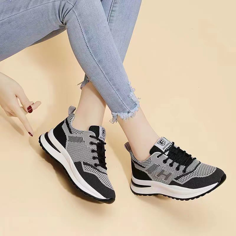 ☀ Sunly ☀ SP033 (Tanpa Kotak) Sepatu Sneakers Wanita Motif Sporty Model Korea Fashion Casual Sport Santai Olahraga Import