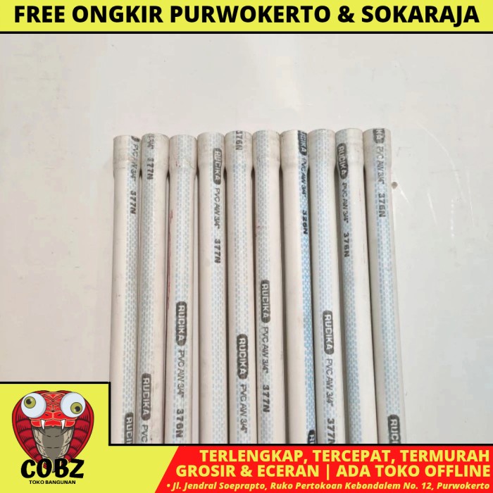 3/4 INCH /RUCIKA WAVIN AW LIS BIRU PIPA PRALON PARALON PVC PER BATANG