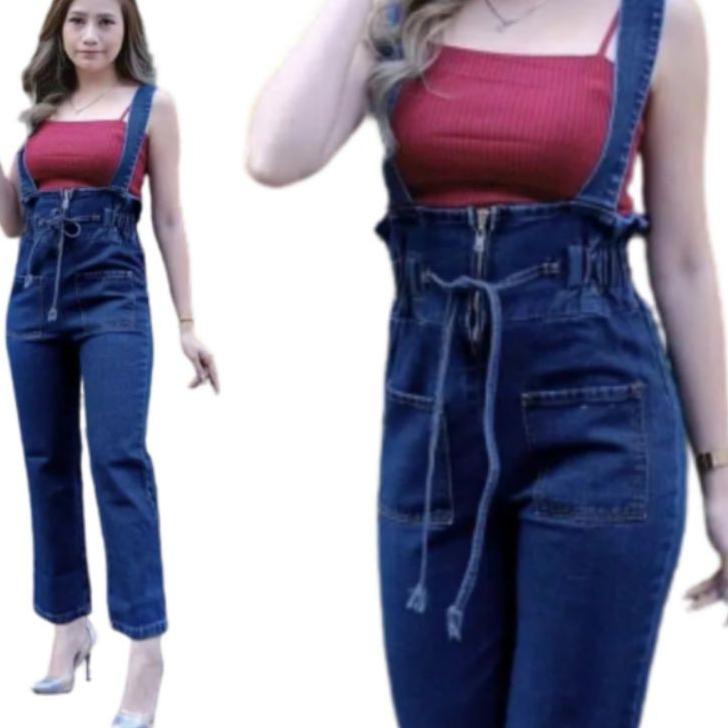 New Stock Baju Monyet Overall Wanita Celana Kodok Jins Pakaian Wanita Overall Jumpsuit