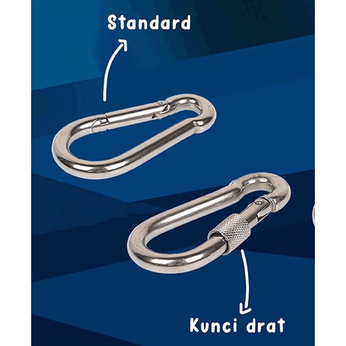 Ring Carabiner Climbing Hammock Safety Lock Outdoor Karabiner/Gantungan/Pengait Stainless Stell 304