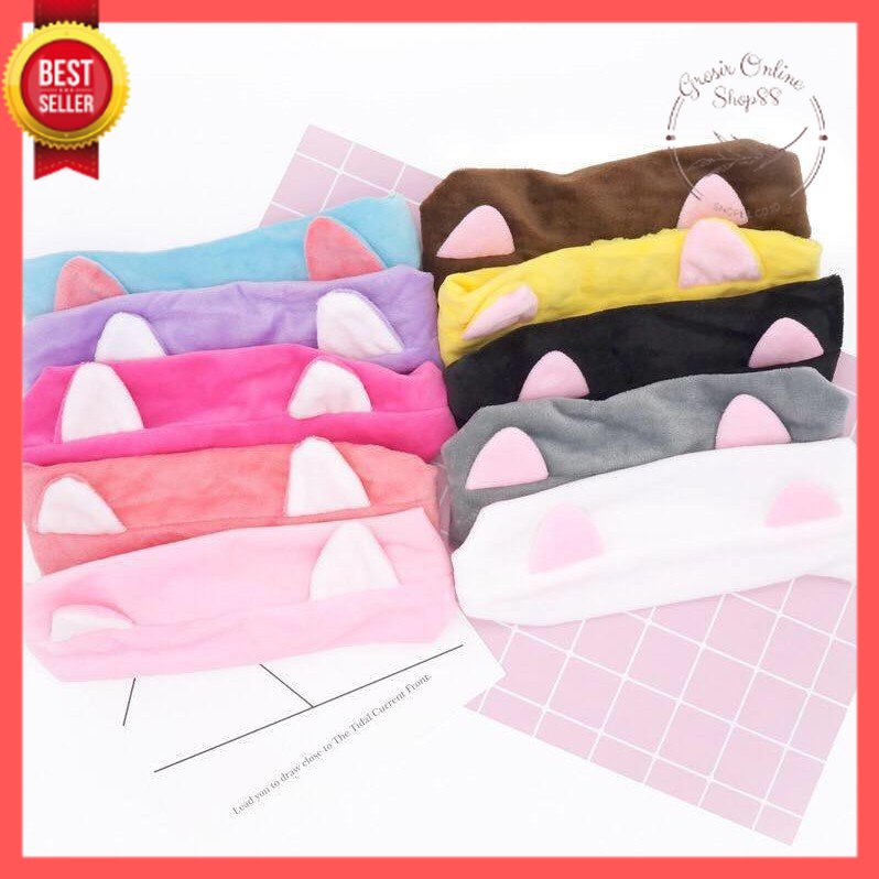 GOS -I208- Bando Bandana Model Kucing - Aksesoris Rambut Bandana Korea Motif Kucing - Headband Kain Karet