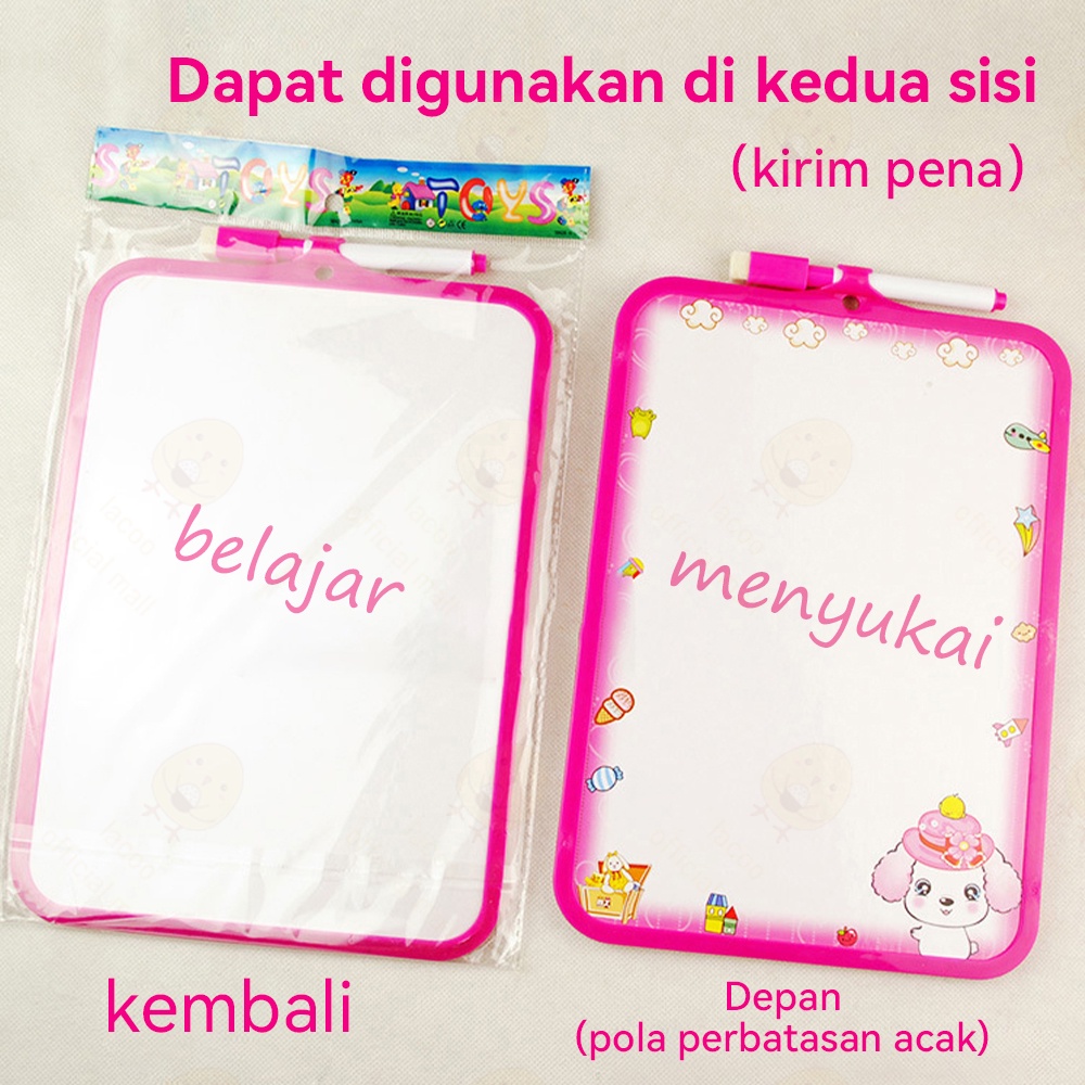 Poney Papan tulis anak whiteboard Gambar edukasi anak White board mini spidol bisa dihapus