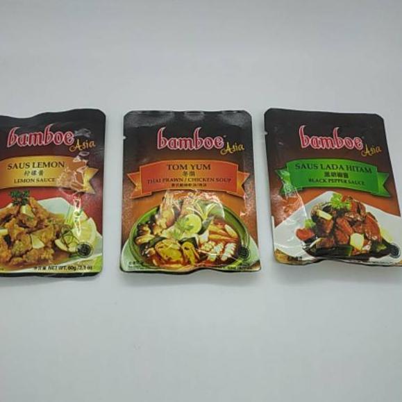 

オ Bumbu Bamboe Saus Lemon , Tom Yum , Lada Hitam , Bulgogi , Asam Manis 60gr ㊛