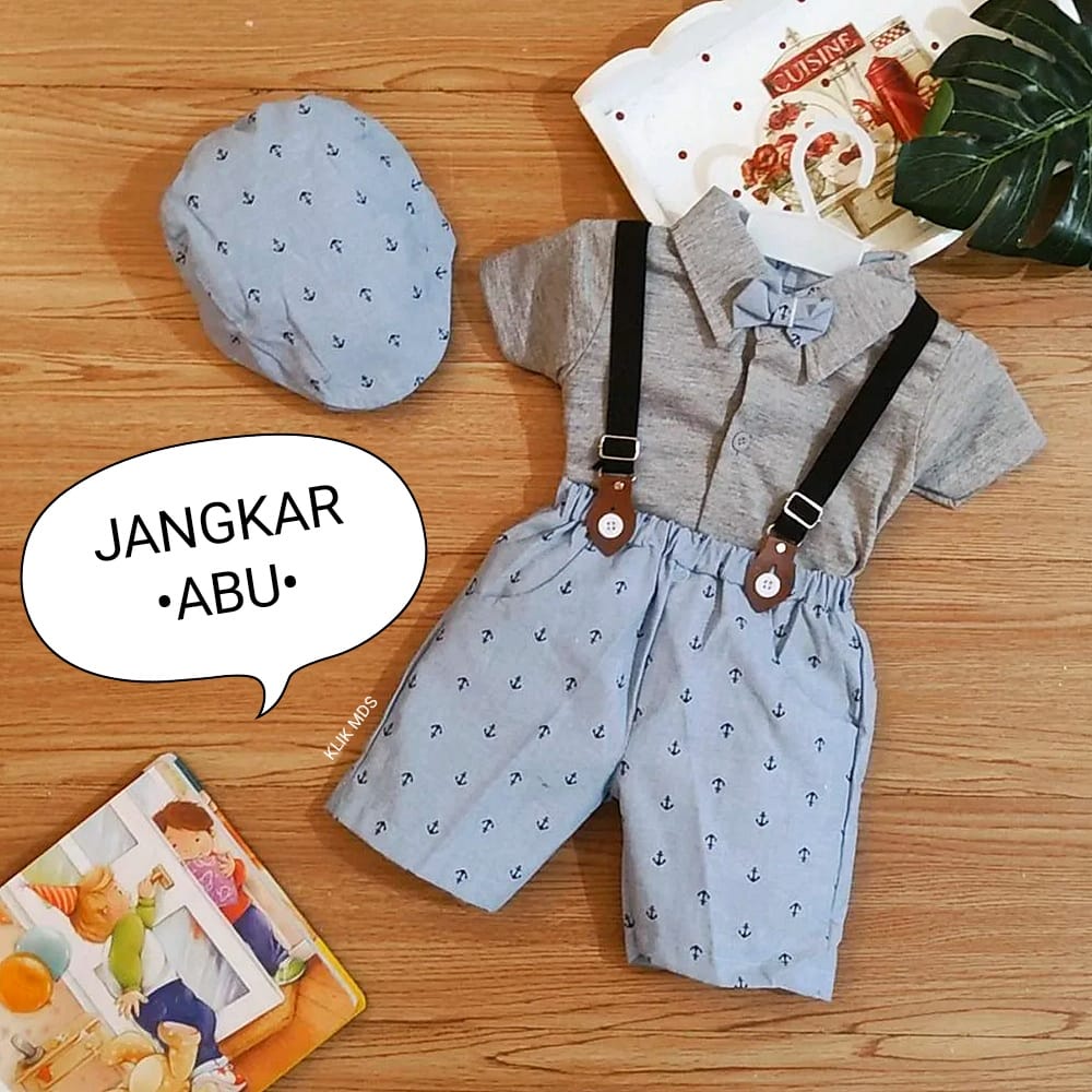 Klik Mds Jumper Baju Anak Laki-laki Motif Suspender Jangkar Free Dasi Dan Topi Ada 3 size