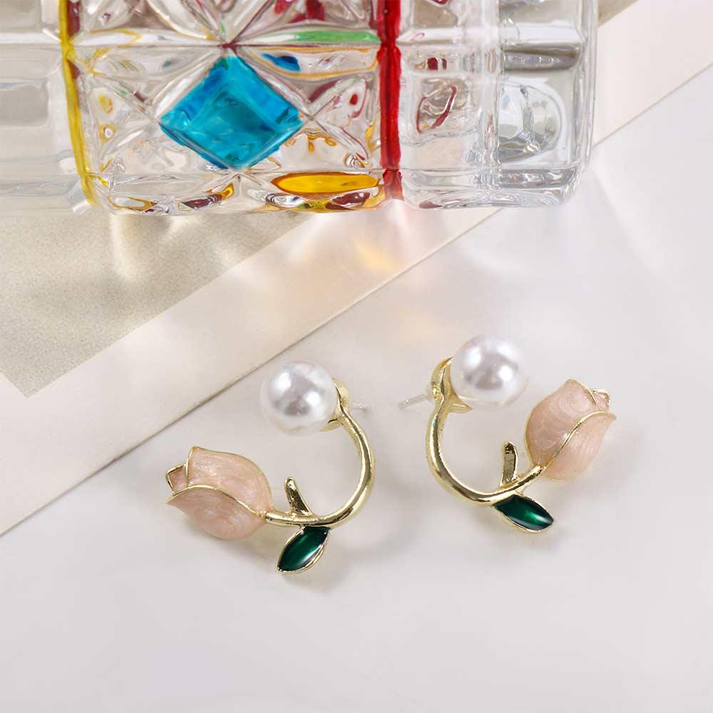 Mxbeauty Bunga Ear Studs French Elegan Gadis Hadiah Pesta Pernikahan Mutiara Imitasi Wanita Pearl Studs