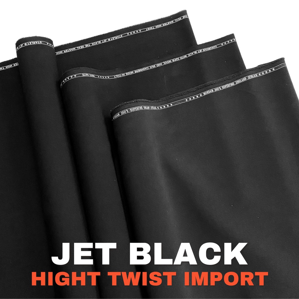 Kain Celana Hitam Jet Black Hight Twist Import