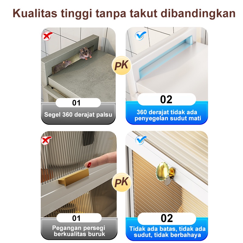 Rak dapur Lemari Piring Multi-layer Lemari Dapur berdiri di lantai dengan Rak Penyimpanan Kabinet Pintu Rak Oven Microwave