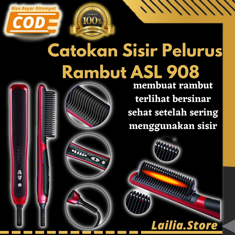 Catok Sisir Pelurus Rambut ASL 908 Alat Catokan Rambut Fast Hair Straightener Brush C02 LS