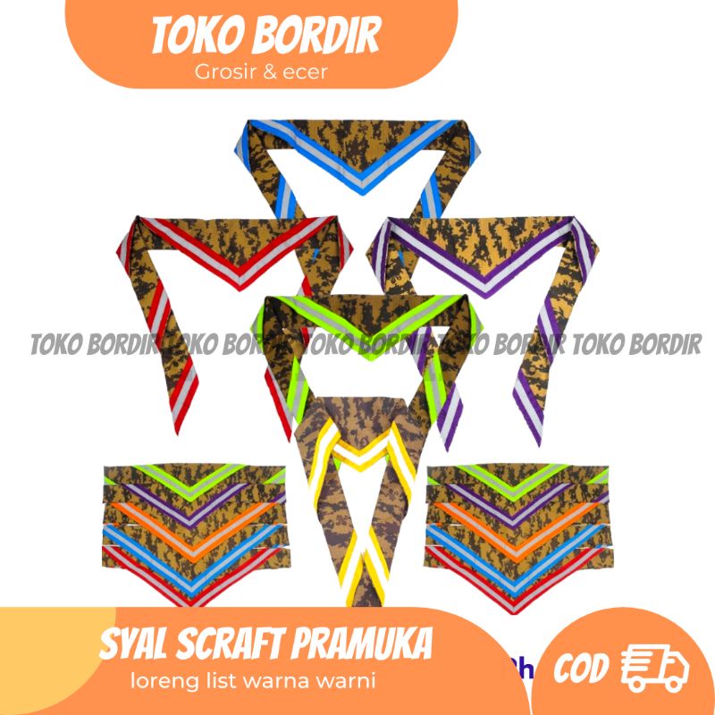 Syal scraft loreng Pramuka / syal scraft Pramuka / syal scraft menyala pramuka