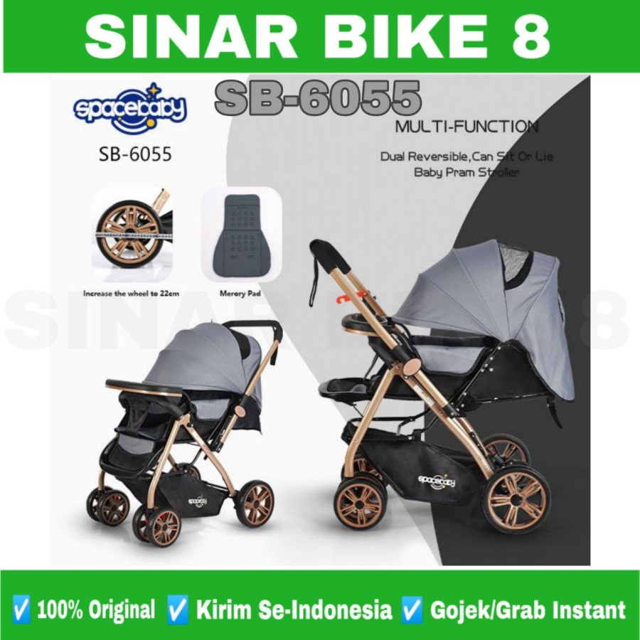 Baby Stroller Kereta Dorong Bayi SPACEBABY SB 6202//SB 6212//SB-6055//6055A Reversible Stir