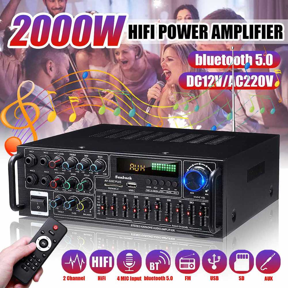 Sunbuck Audio Amplifier Bluetooth EQ Karaoke FM 2000W - AV-326Z PLUS ( Mughnii )