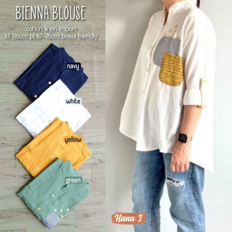 Blus wanita kekinian cotton linen import bienna blouse by hana