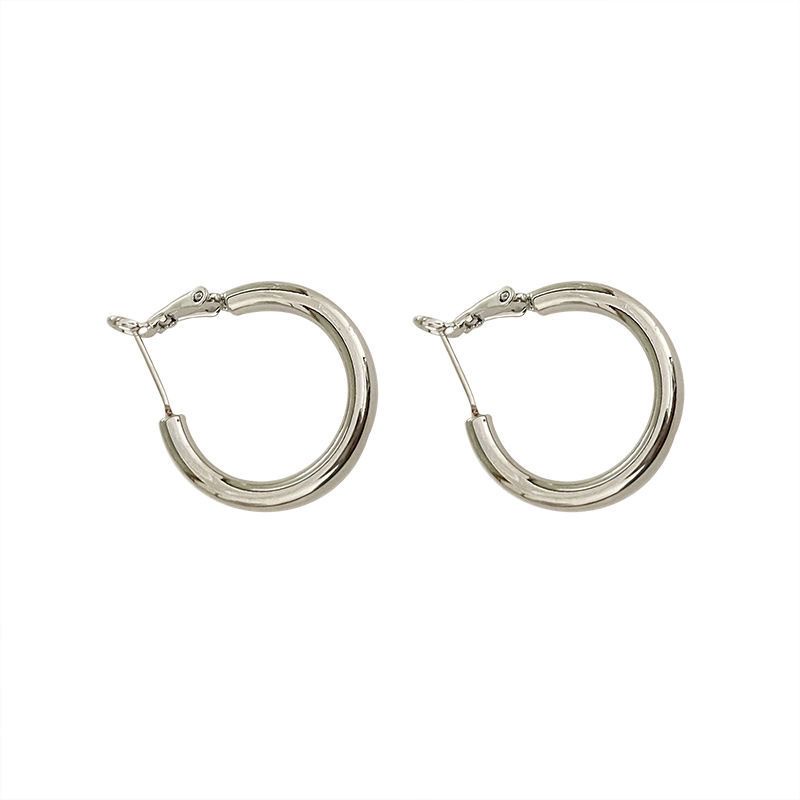 Anting Perak Korea Untuk Wanita Hypoallergenic Hoop Earring Perhiasan Y2K Aksesoris