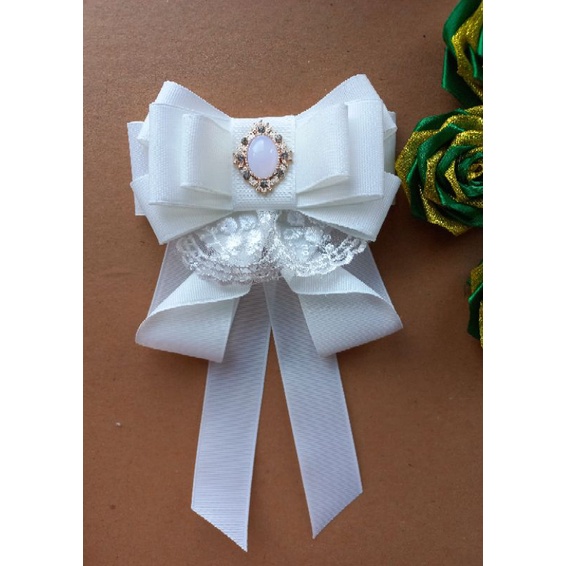 korean ribbon brooch lace