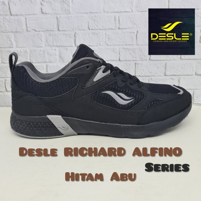 Sepatu Olah Raga Running DESLE RICHARD ALFINO (Original) - Hitam Abu, 42