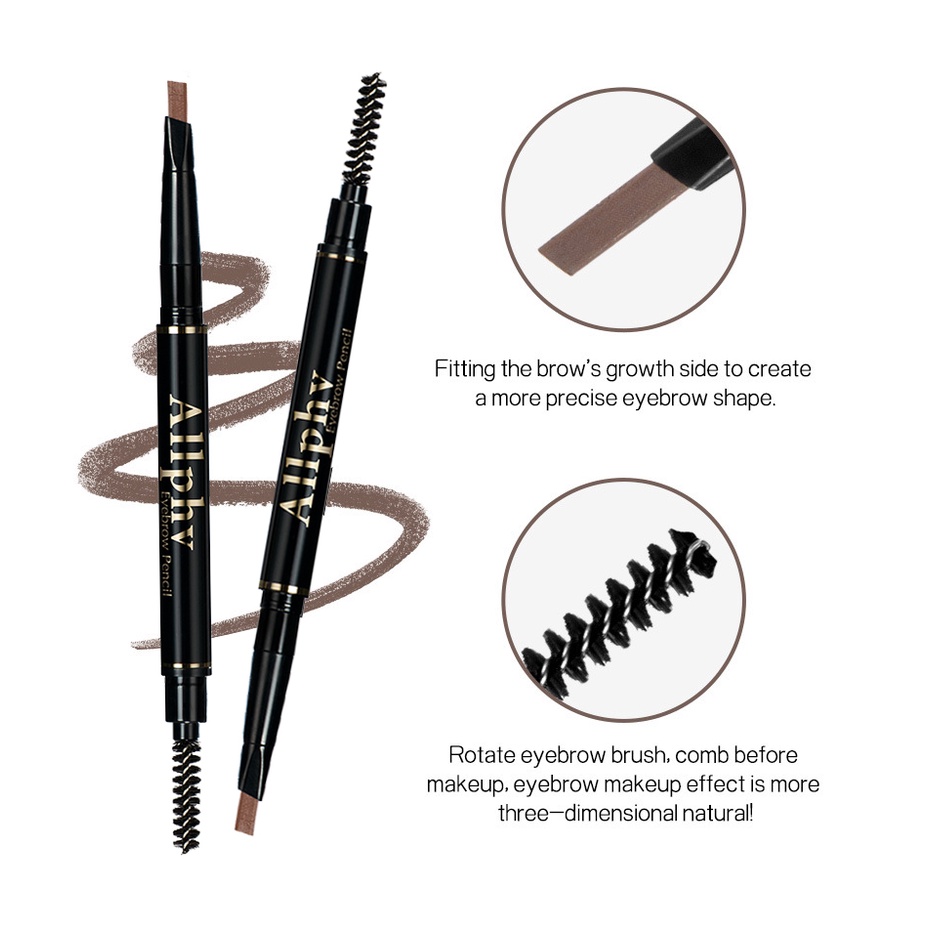 Allphv Eyebrows Pencil Waterproof  Long Lasting Double Ended  No Blooming Rotatable Triangle Pensil Alis 5 Color