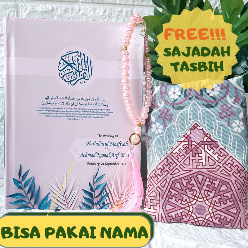 alquran untuk mahar seserahan pernikahan bisa tulis nama di covernya tulisan dan motif timbul