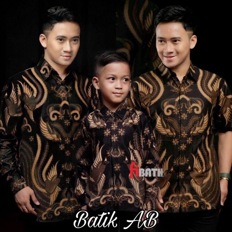 BAJU BATIK COUPLE AYAH DAN ANAK LAKI LAKI KEMEJA BATIK LENGAN PANJANG BATIK MODERN