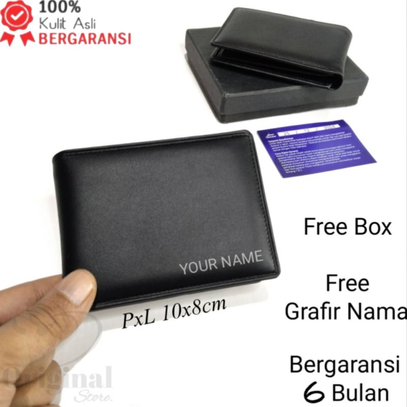 Dompet Mini Pria Kulit Asli 100% ORIGINAL FREE Costum Nama