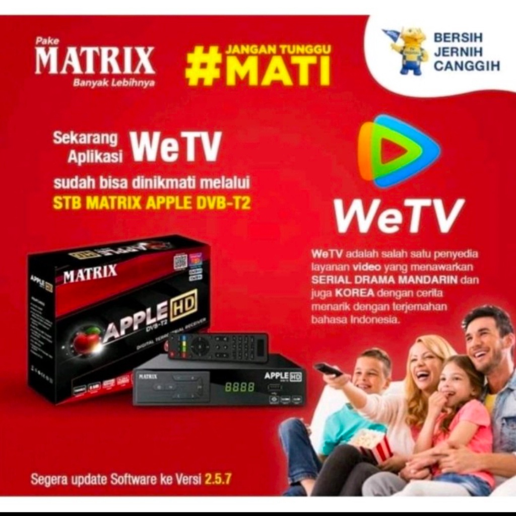 STB MATRIX APPLE ORIGINAL ASLI READY STOCK/ STB Matrix Set Top Box Receiver Siaran Digital TV APPLE HD DVB-T2 MERAH / STB TV Digital