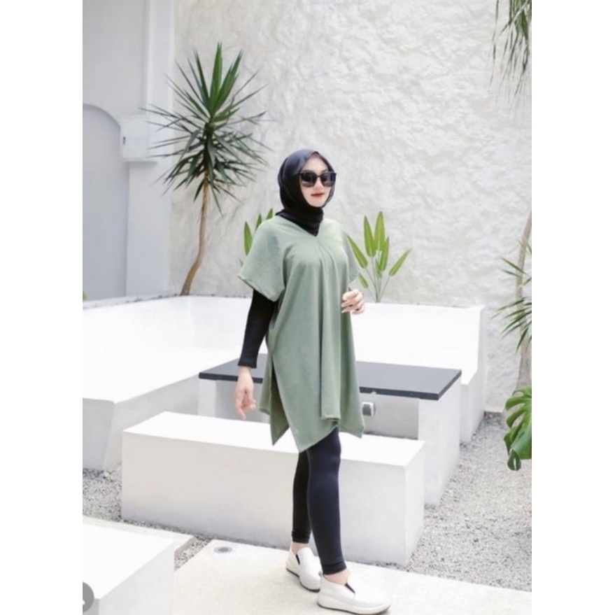 Nagita Long Square Crinkle Airflow Tunik Crinkle Atasan Crinkle Wanita