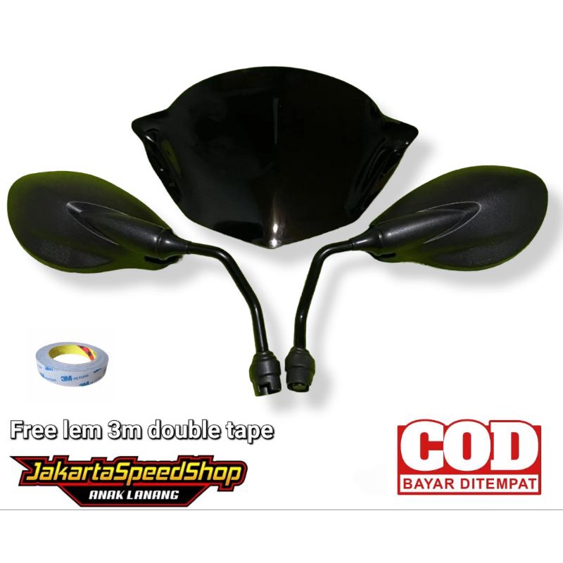 Visor variasi bahan akrilik pnp beat karbu lama plus spion x1 free lem 3m double tape