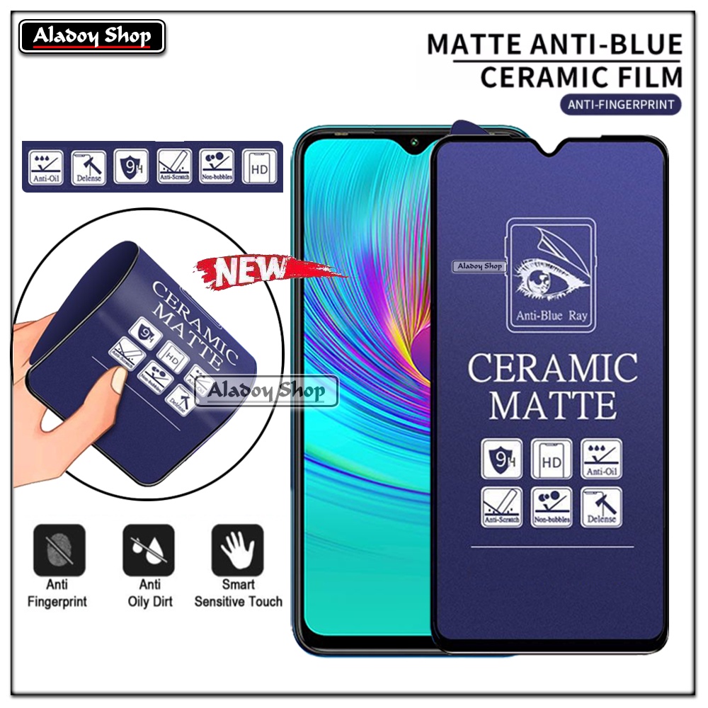 PAKET 3IN1 Anti Gores Blue Matte Anti Glare Infinix Hot 9 Play + Tempered Glass Camera dan Skin Carbon