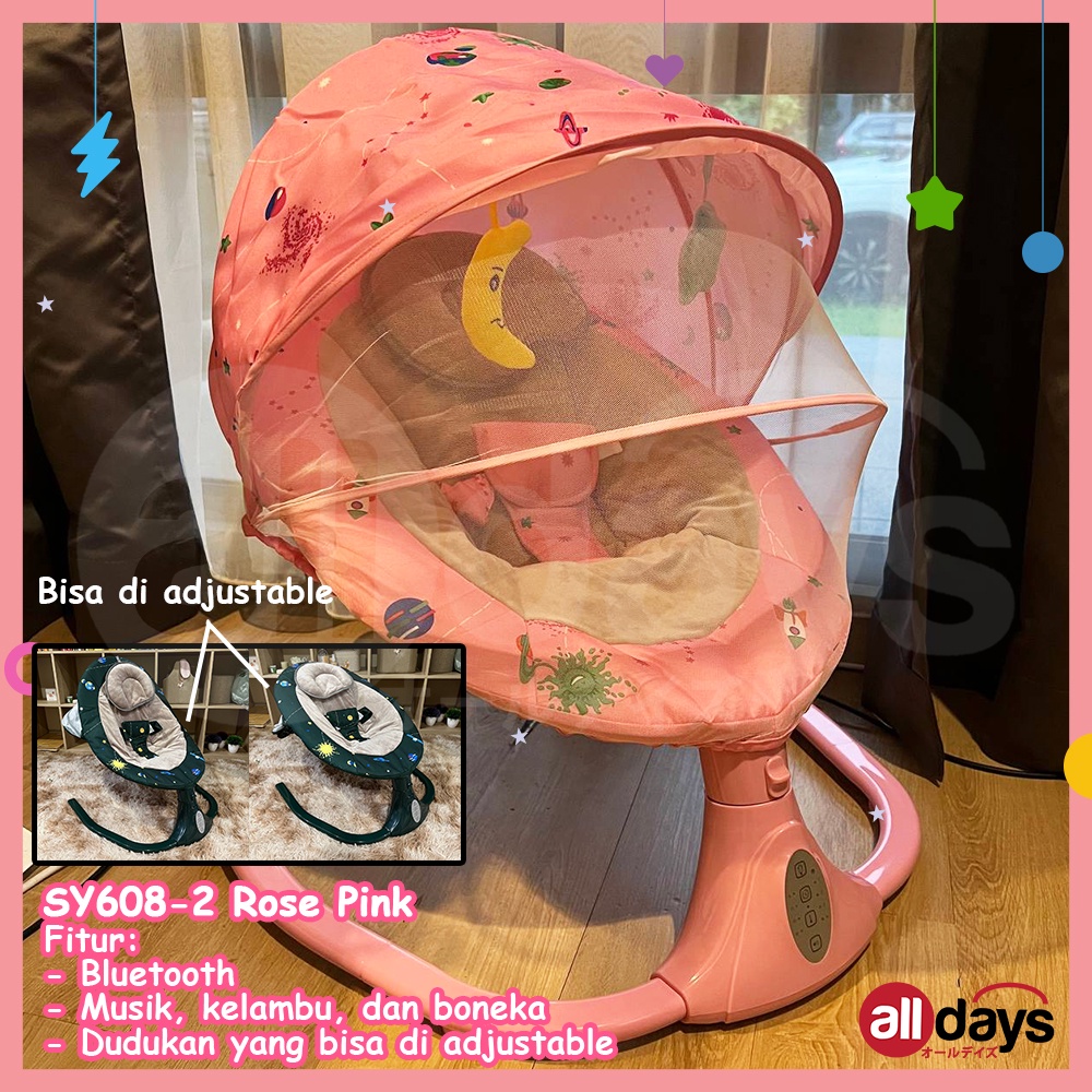 Alldays Electric Baby Bouncer With Bluetooth and Music / Baby Rocking Chair Elektrik dengan dan kelambu