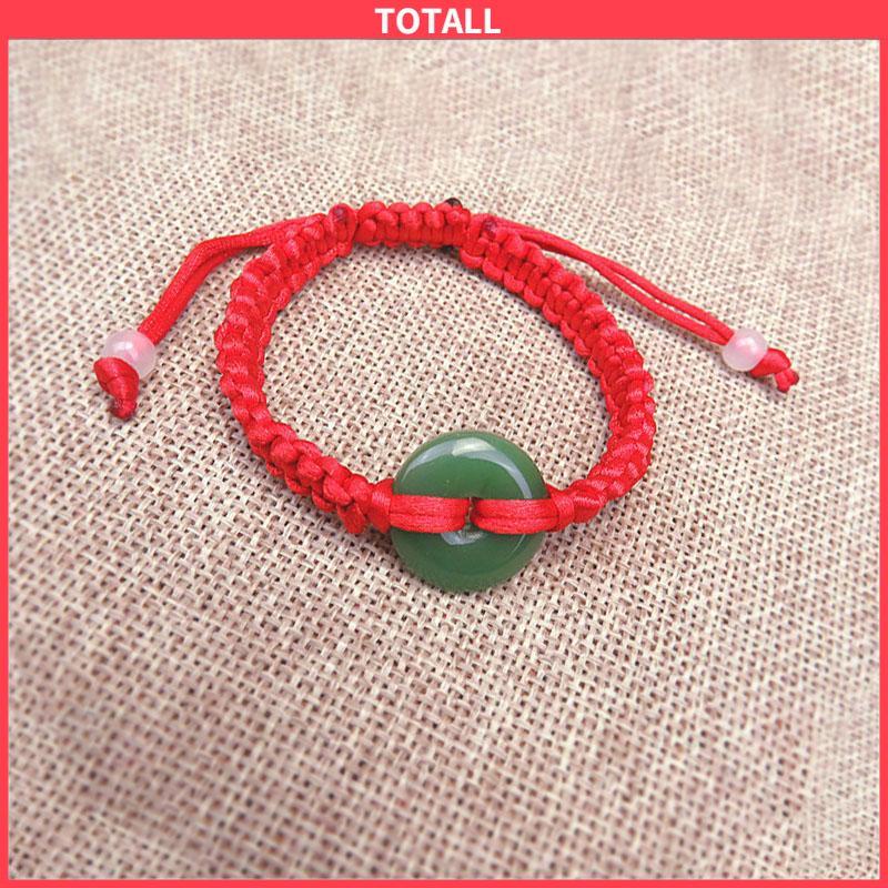 COD Gelang Tangan Tali Merah Aksen Batu Giok Hetian Lucky Untuk Pasangan Pria Dan Wanita Hand Rope Adjustable-Totall