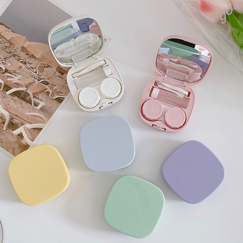 case softlens travel lengkap dengan capitan dan botol / tempat softlens lensa kontak dengan cermin k