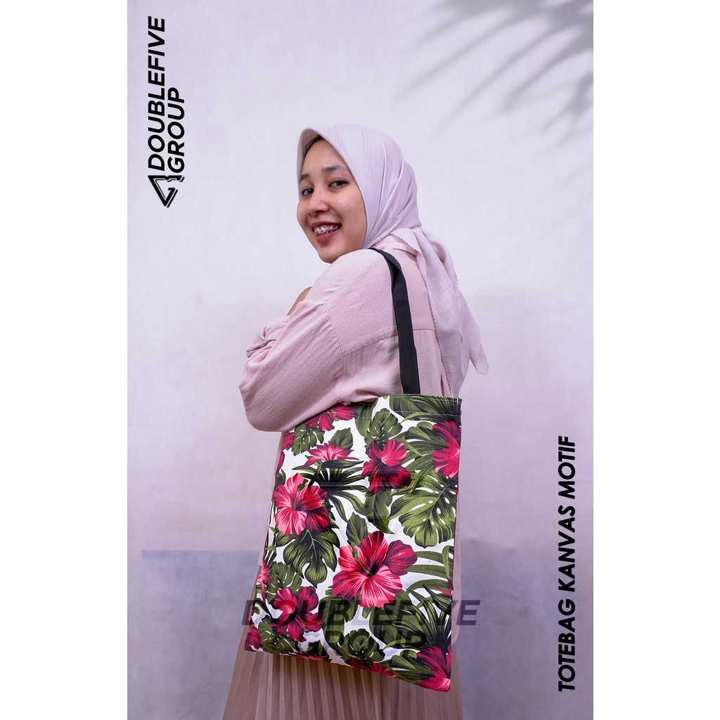 TOTE BAG WANITA TOTEBAG PRIA CANVAS MOTIF GOOD QUALITY WITH RESLETING