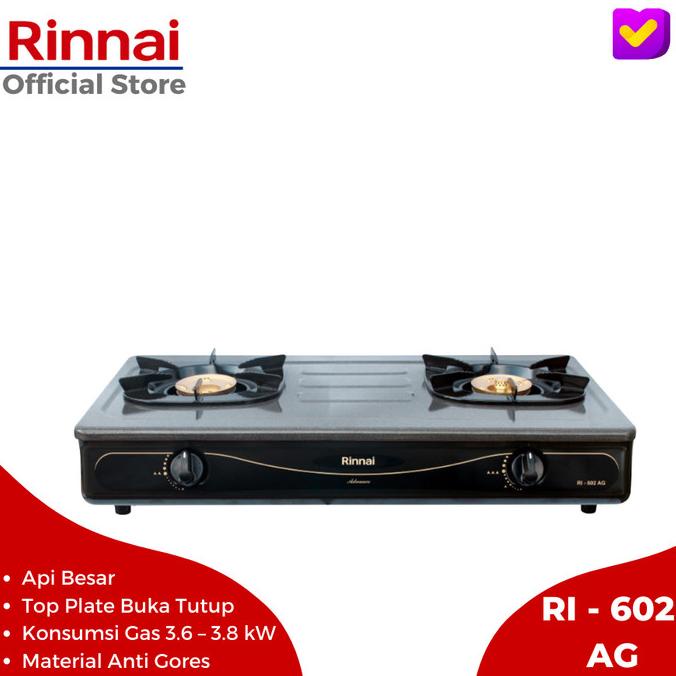 Rinnai Kompor 2 Tungku RI-602 AG silahkan di pesan