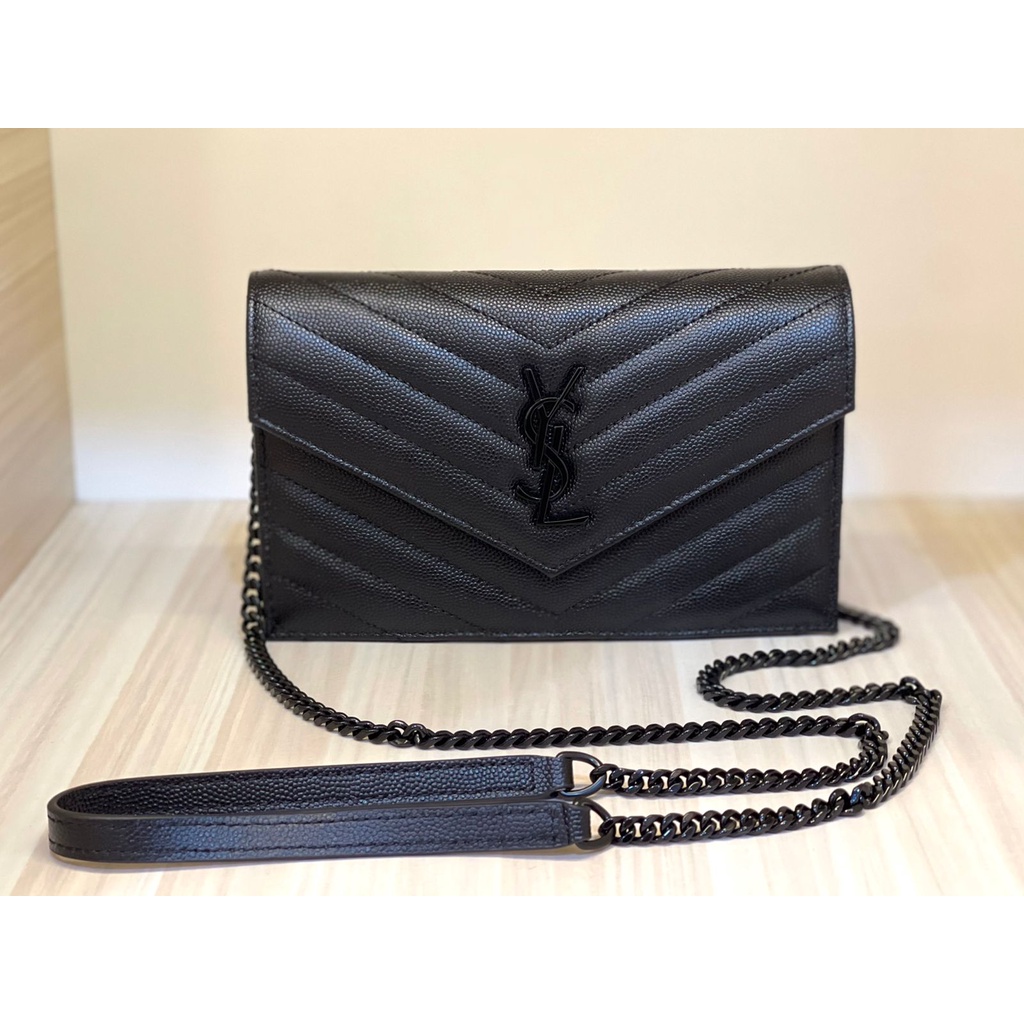 TAS WANITA BRANDED YSL WOC FULL BLACK MINI 19 SLING BAG