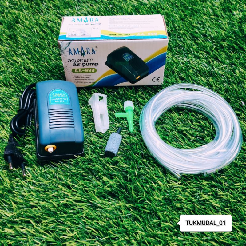 Paket Aerator Lengkap Amara Mesin Gelembung Udara 1 Lubang Aquarium Aquascape