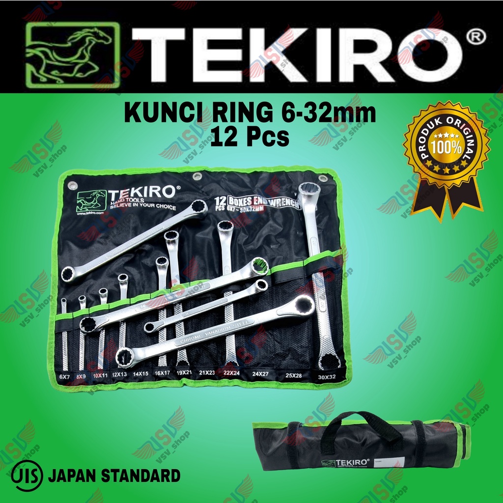 Tekiro kunci ring set 12 pcs 6-32mm / boxes end wrench set tekiro