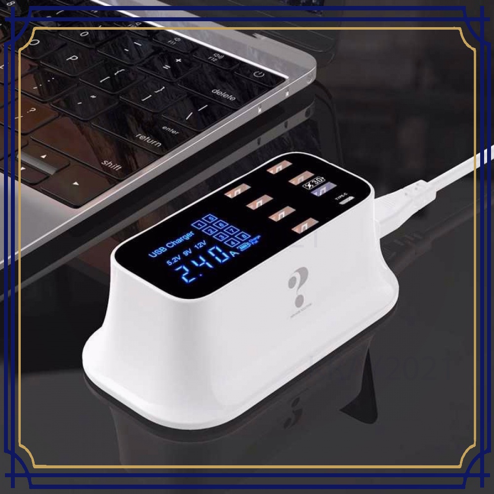 Charger USB Station USB Type C + Type A 8 Port LED Display -CG462