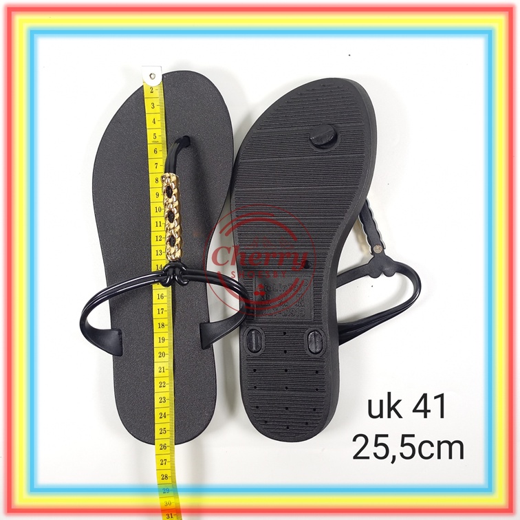 L1913-13 Sandal Jepit Wanita Glanzton Sendal Cewek Anti Slip Tali Kabel Krom Chrome Glanzton