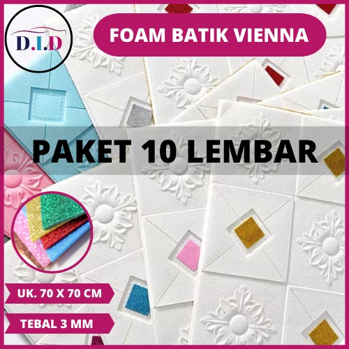 NEW PRODUCT (PAKET 10 LEMBAR) WALLPAPER 3D (FOAM BATIK VIENNA) TEBAL 3 MM UKURAN 70