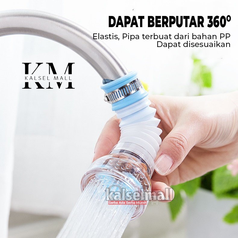 Sambungan Kepala Kran Air Fleksibel + Filter Penjernih Air Anti Splash Saringan Penyaring Keran Shower Air Elastis Praktis Bisa Diputar Saringan Kran Kipas Mini Shower Head Filter ART63