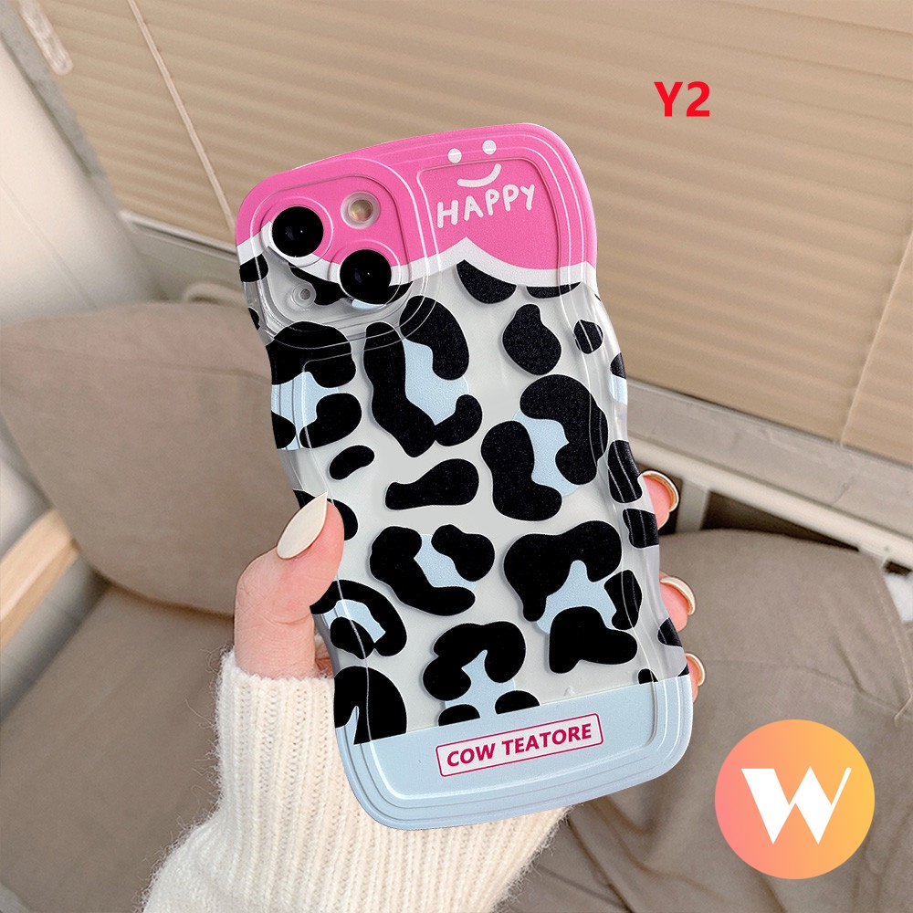 IPHONE Fashion Leopard Print Soft Tpu Case Kompatibel Untuk Iphone11 Pro Max XR 7Plus X XS Max7 8 6s 6 14 Plus 12 11 13 14 Pro Max SE 2020 Denim Patch Splicing Lucu Smiley Cover