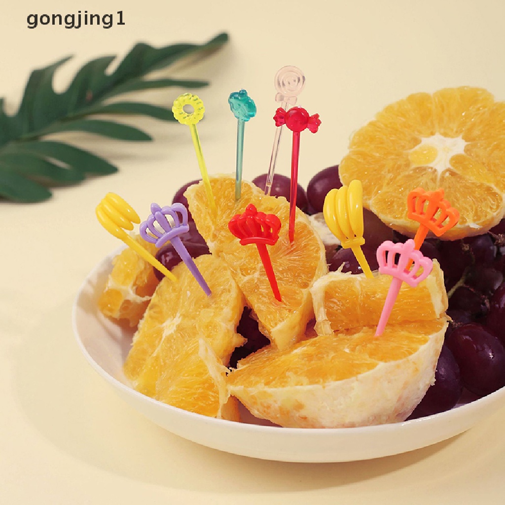 Ggg 12/20Pcs Garpu Buah Food Grade Plastik Mini Kartun Anak Kue Buah Tusuk Gigi Bento Lunch Bento Aksesoris Dekorasi Pesta ID