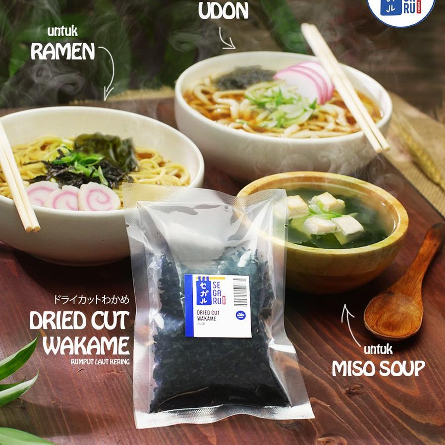 

5.5 Flash Sale Dried Cut Wakame - Rumput Laut Kering - Untuk Ramen Udon Miso 25 Gr