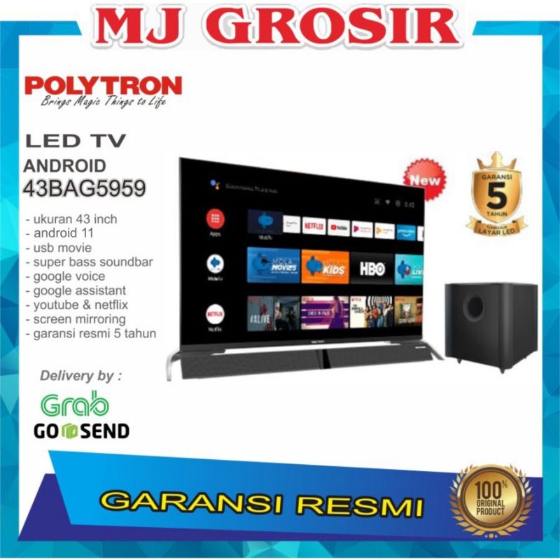 LED TV ANDROID POLYTRON 43" 43BAG5959 SOUNDBAR