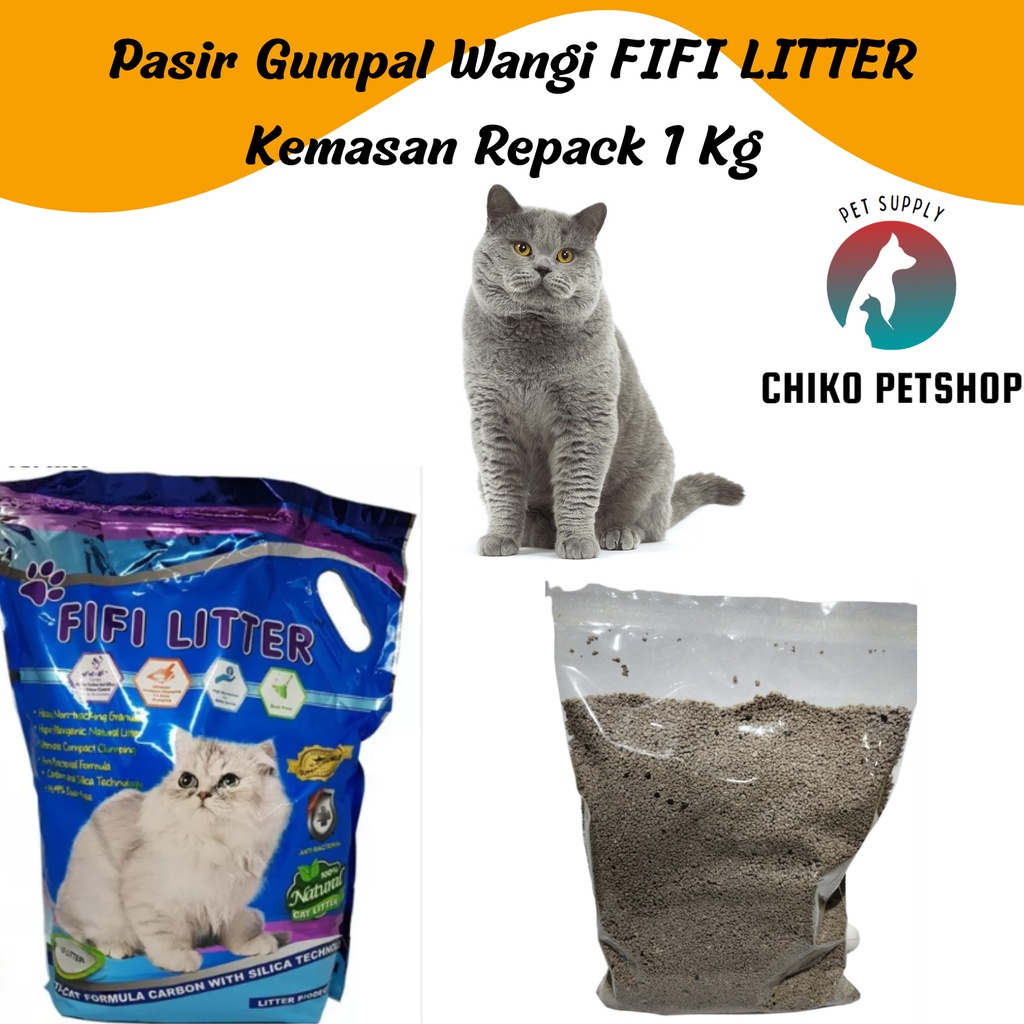 Pasir Gumpal Wangi FIFI LITTER Kemasan Repack 1 Kg