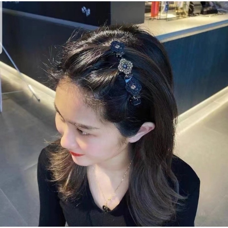 J06 JEPIT RAMBUT PONI GAYA KOREAN CANTIK MODEL BUNGA PERMATA GAYA KEKINIAN - BDC