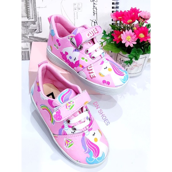 Sneakers Anak Perempuan Sepatu anak Karakter Uniqorn Pink Cute