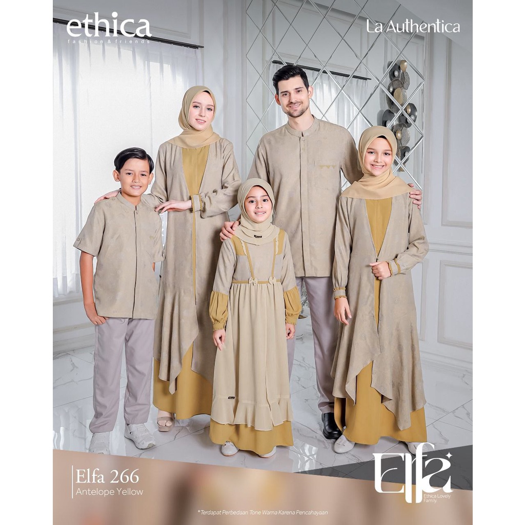 Ethica Elfa Sarimbit Keluarga Gamis dan Koko Elfa 266 Antelope Yellow