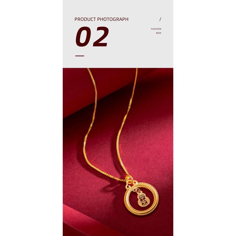 Goldkingdom Perhiasan Fashion 24 K Bangkok Aksesoris Ready Stock Gilt Vintage Aman Liontin Wanita Labu Pesona Klavikula Kalung